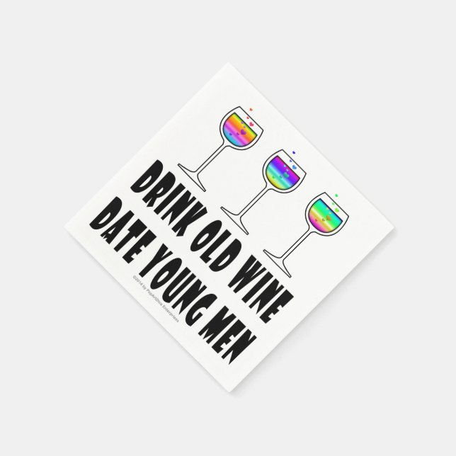 PAPIER NAPKINS - ALTER WEIN GETRÄNKEN, DATUM JUNGE SERVIETTE (Ecke)