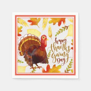 Papier Napkins-Dessert-Happy Thanksgiving Türkei Serviette