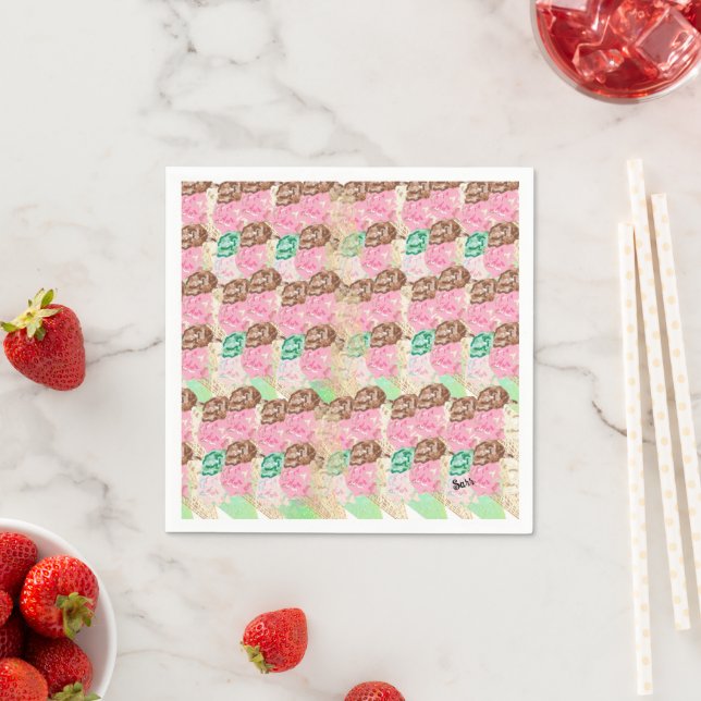 Papier Napkins: Eiscreme-Aromen Serviette (Beispiel)