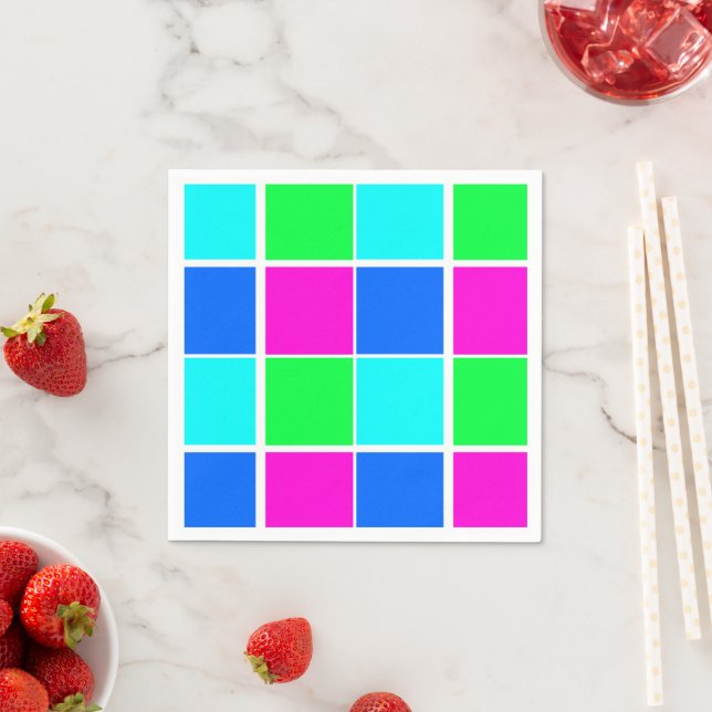 Papier Napkins, Farben Blau Grün Rosa Serviette (Beispiel)