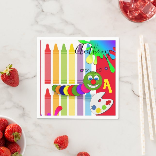 Papier Napkins, farbenfroher Paint-Wurm Serviette (Beispiel)