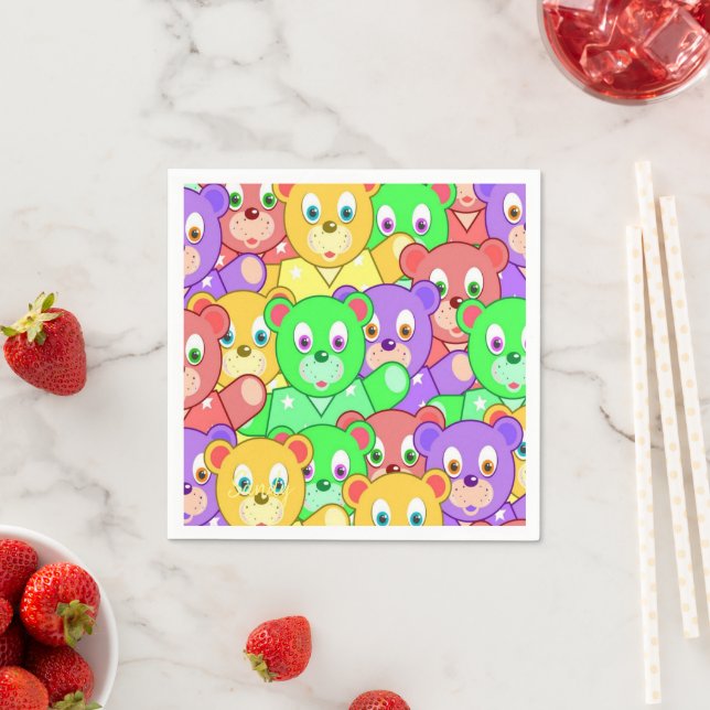 Papier Napkins, farbiger Teddybär Serviette (Beispiel)