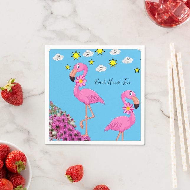 Papier Napkins, florale Wolken rosa Flamingos Serviette (Beispiel)
