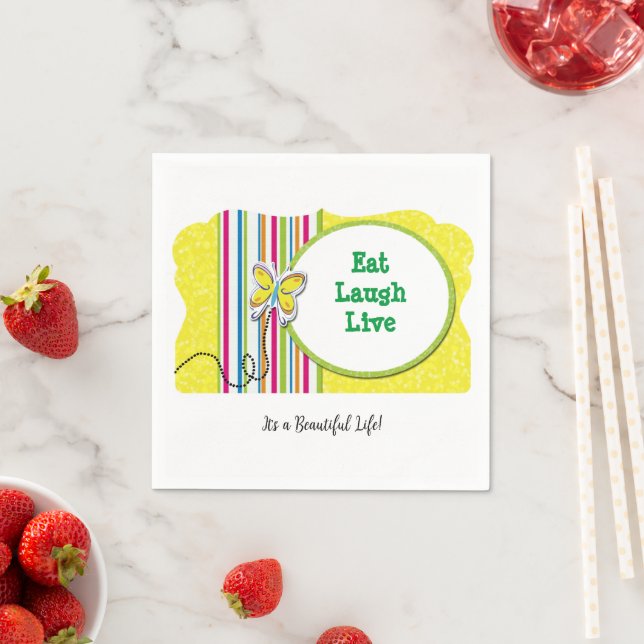 Papier Napkins, gelbes Essen, lachen und leben, Le Serviette (Beispiel)