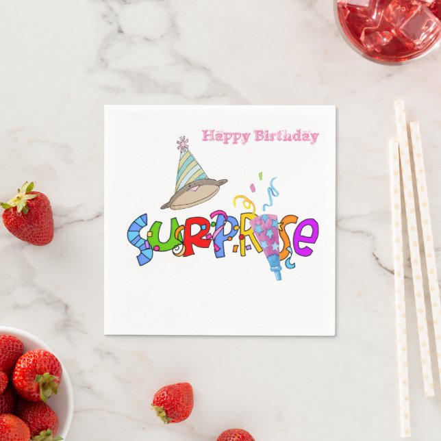 Papier Napkins, glücklich zum Geburtstag Überrasch Serviette (Beispiel)