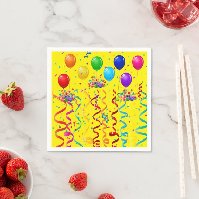 Papier Napkins, glückliche Birthday Balloons Serviette (Beispiel)