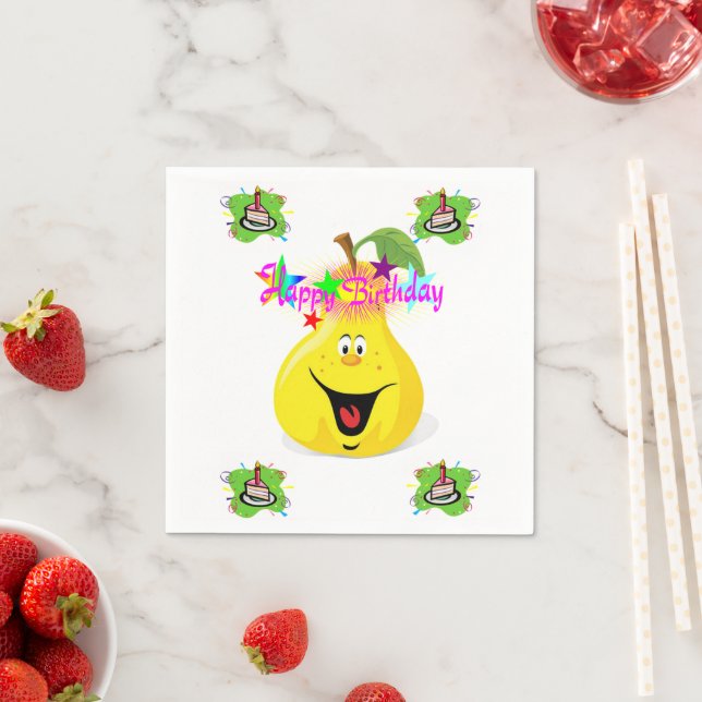 Papier Napkins, glückliche Birthday Birthday Birne Serviette (Beispiel)