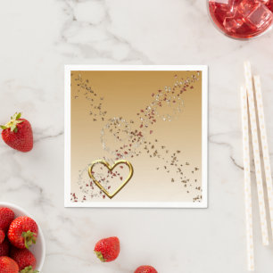 Papier Napkins, Gold Hearts Napkins Serviette