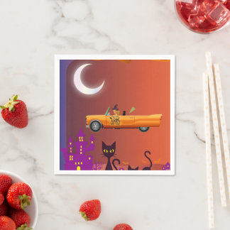 Papier Napkins Halloween Hexe in einem Auto-Funny Serviette