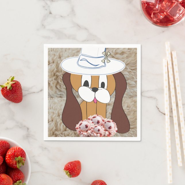 Papier Napkins, Hunde Erdbeereis Serviette (Beispiel)