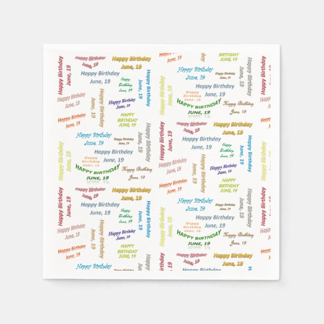 Papier Napkins Juni, 19 Geburtstag Serviette (Vorderseite)