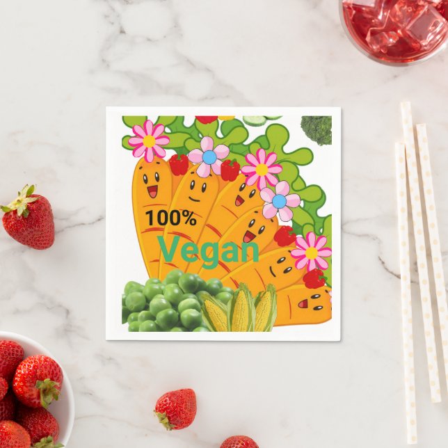 Papier Napkins, Karotten Peas 100% Vegan Serviette (Beispiel)