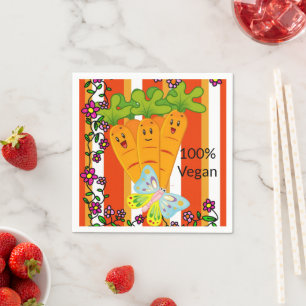 Papier Napkins, Karottenschmetterling 100% Vegan Serviette