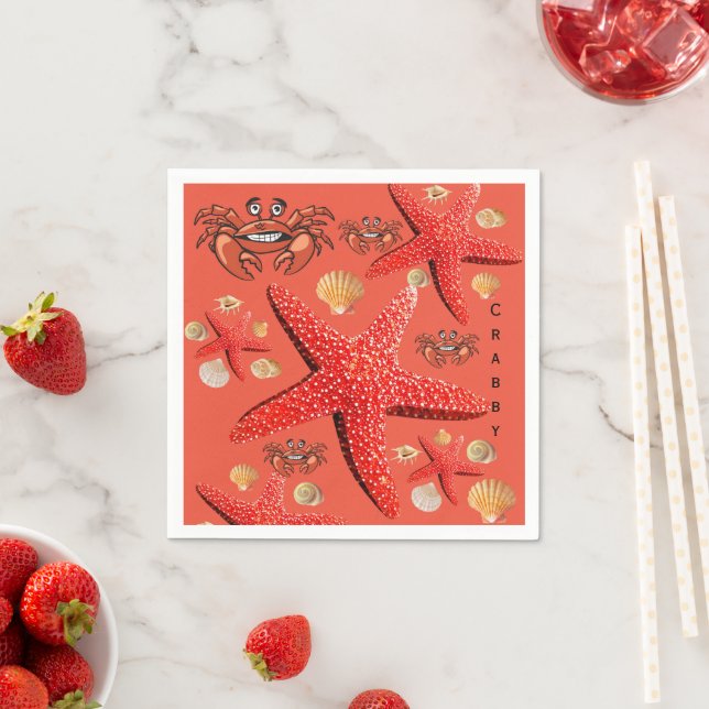Papier Napkins, Krebs, Starfish Orange Serviette (Beispiel)