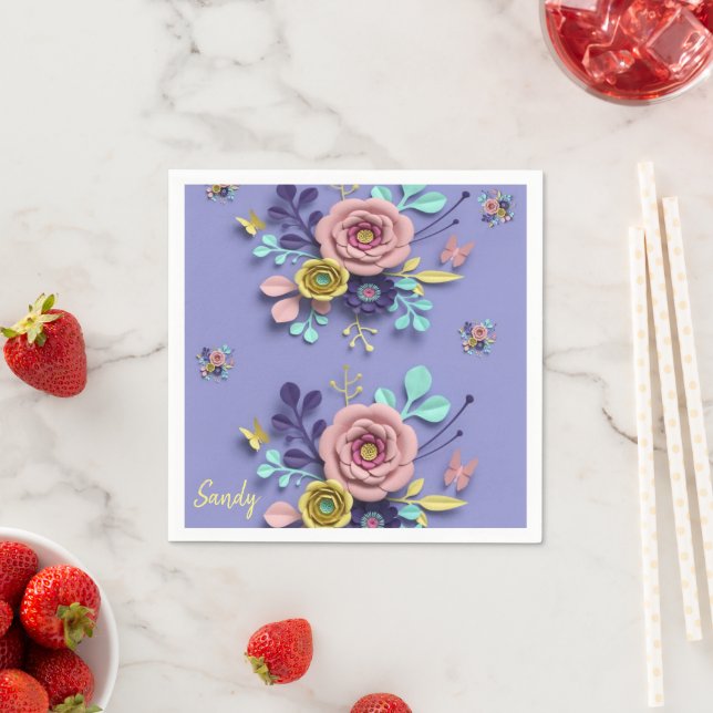 Papier Napkins, Lila Rose Serviette (Beispiel)