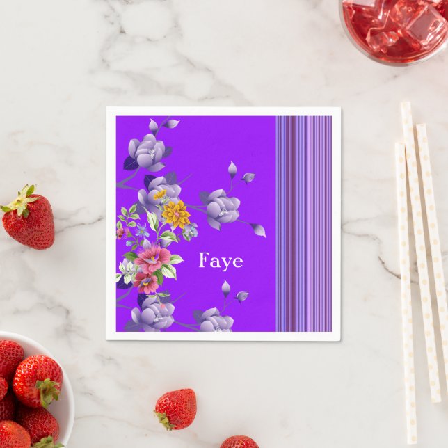 Papier Napkins, Lila Streifen, floral Serviette (Beispiel)