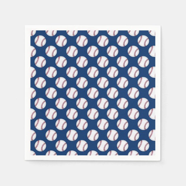 Papier Napkins mit Baseballs auf blauem Hintergrun Serviette (Vorderseite)