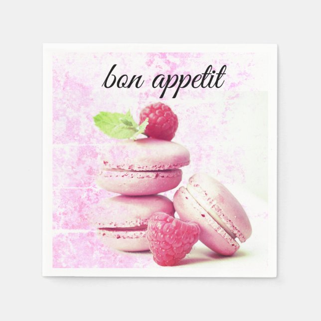 Papier Napkins mit französischen Macarons Serviette (Vorderseite)