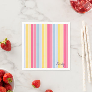 Papier Napkins, Pastellstreifen Serviette