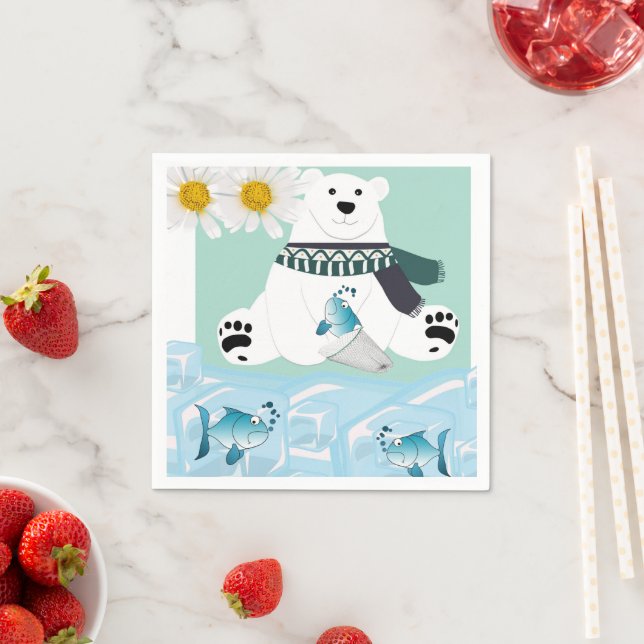 Papier Napkins, Polar Bären Fisch Eis florale Napk Serviette (Beispiel)