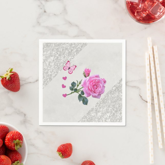 Papier Napkins, Rosa Silber Serviette (Beispiel)