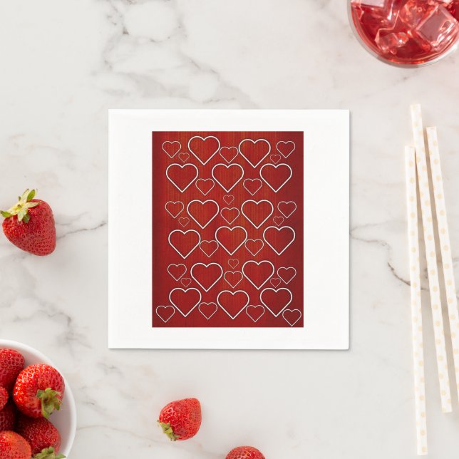 Papier Napkins, Rote und Weiße Herzen Serviette (Beispiel)