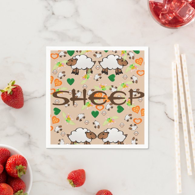 Papier Napkins, Schafe Grüne Orangen Herzen Serviette (Beispiel)