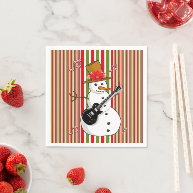 Papier Napkins, Schneemann Roter grüner Streifen Serviette (Beispiel)