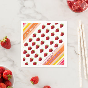 Papier Napkins, Streifen Erdbeere Serviette