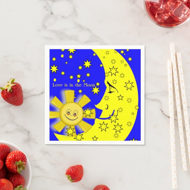 Papier Napkins, Sun Moon Gelbe Sterne Blau Serviette (Beispiel)