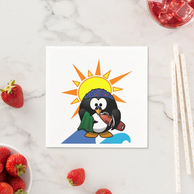 Papier Napkins, Surfer Pinguin Serviette (Beispiel)