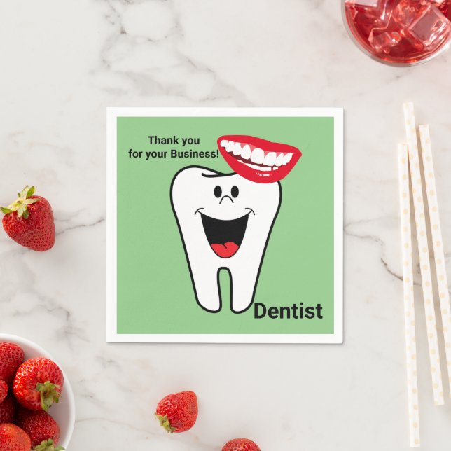 Papier Napkins, Tooth Smile Green Serviette (Beispiel)