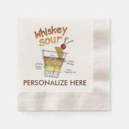 PAPIER NAPKINS - WHISKEY SOUR RECIPE COCKTAIL ART SERVIETTE