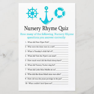 Papier Nautical Ancre Nursery Rhyme Quiz bébé showergame