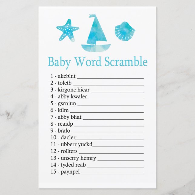 Papier Nautical Baby jeu de brouillage de mot (Devant)