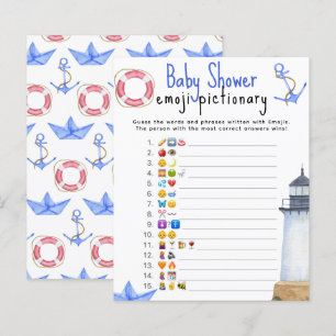 Papier Nautique marine - Jeu d'images Emoji Baby Shower