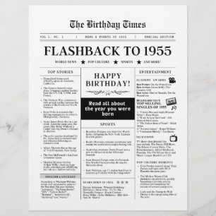 Papier Né en 1955 Faux journal noir et blanc