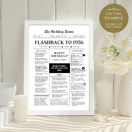 Papier Né en 1956 Fun Black and White Newspaper