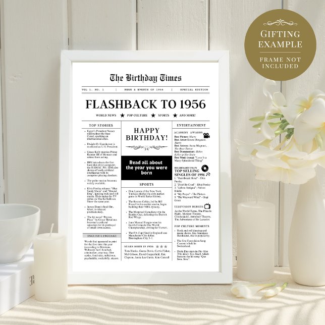 Papier Né en 1956 Fun Black and White Newspaper (Créateur téléchargé)