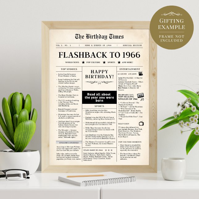 Papier Né en 1966 Faux journal (Créateur téléchargé)