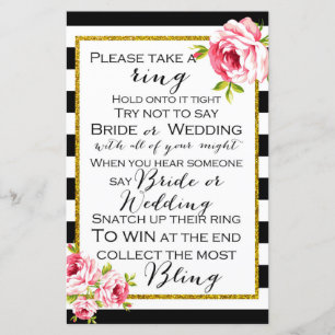Papier Ne pas dire Mariage ou mariée - Fête des mariées J