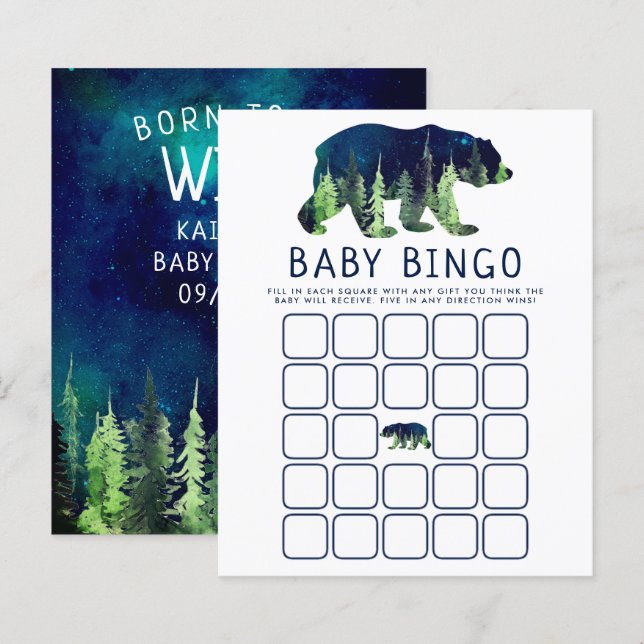 Papier Né Pour Être Wild Baby shower Bingo (Devant / Derrière)