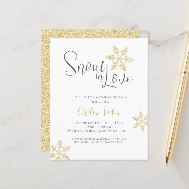Papier Neige en amour Gold Snowflakes Fête des mariées In (Devant/Arrière en situation)