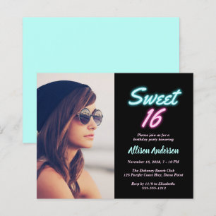 Papier Neon Lights Photo Budget Sweet 16 Anniversaire Fêt