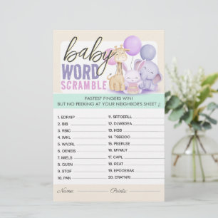 Papier Neutre Genre Bébé Mot Scramble Jeu Mint Beige