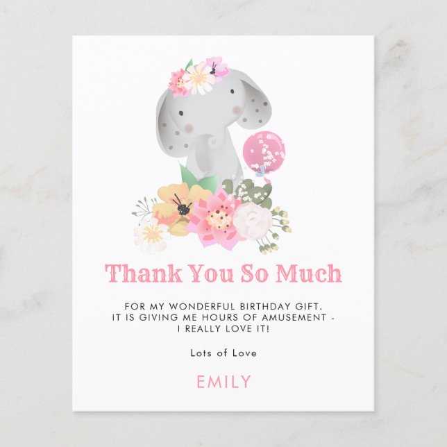 PAPIER | Niedlich Elephant Young Child Vielen Dank (Vorne)
