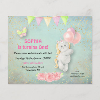 PAPIER | Niedliches Einhorn Einladung zum ersten G