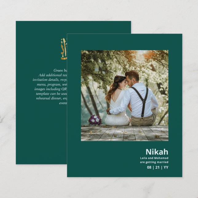 Papier NIKAH - Budget Mariage Agate Or Sarcelle PHOTO (Devant / Derrière)