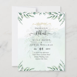 Papier Nikah Walima GREENERY FAIRE-PART DE MARIAGE islami