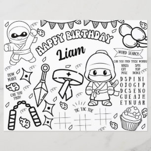 Papier Ninja Coloriage Set de table Guerrier activité de 